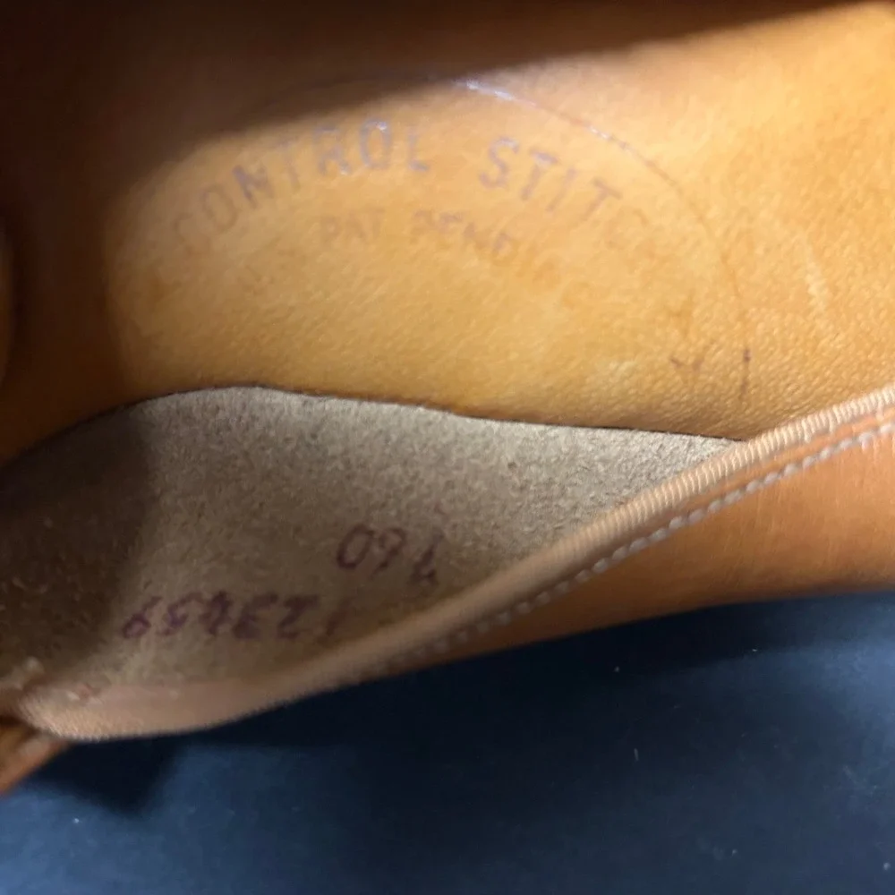 Control Step Slingback Wedges Womens 7.5 Tan Good Peep Toe Leather Gold Hardware